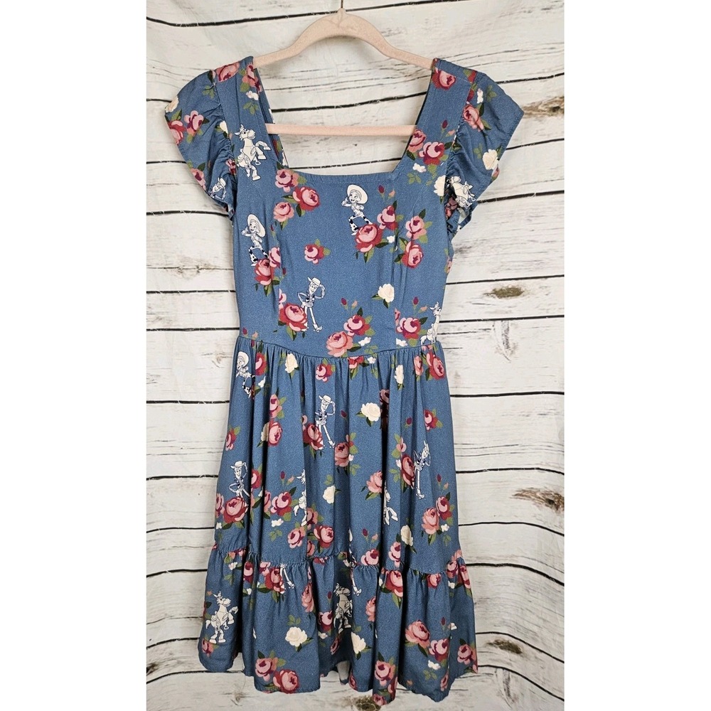 Disney Her Universe Toy Story Floral Dress S Ruffled Boho Womens Blue Jessie